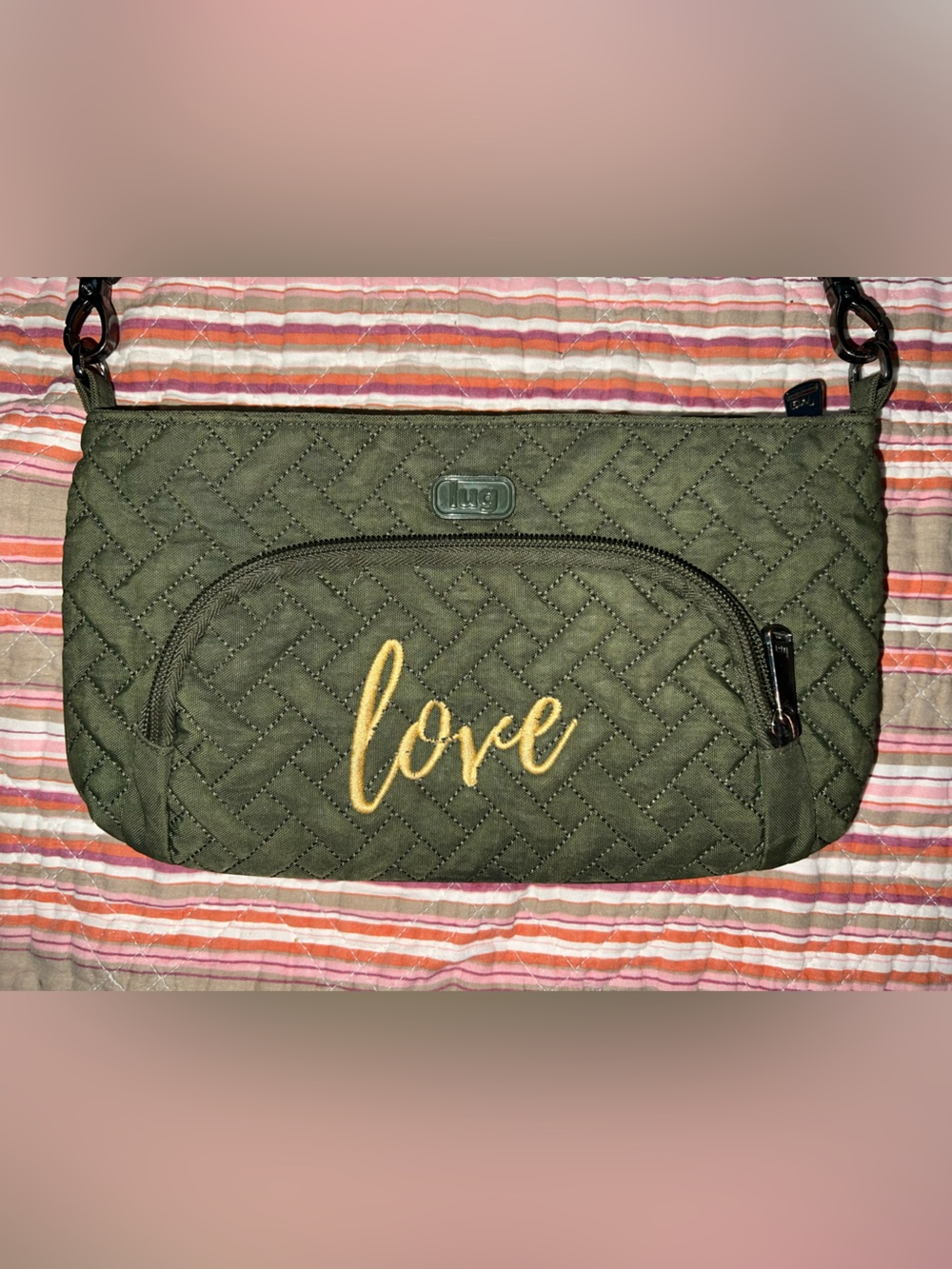LUG~LOVE~Flyer Quilted Crossbody Bag in Olive Green